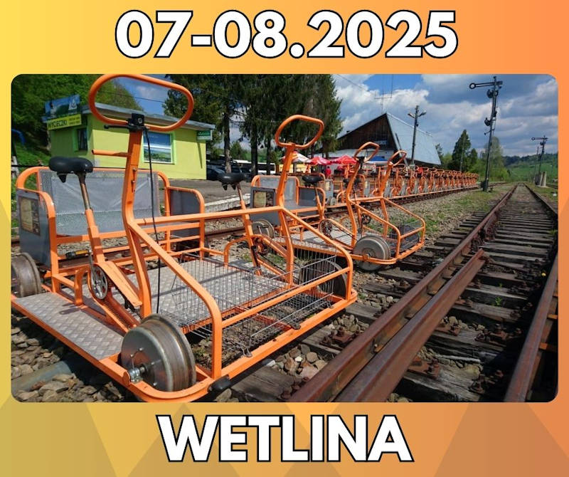 <strong>Bieszczadzkie Drezyny Rowerowe</strong><br /> Rajd Drezynowy 2025 <br />07.-08.2025 - Wetlina 52 bieszczadzkie drezyny rowerowe